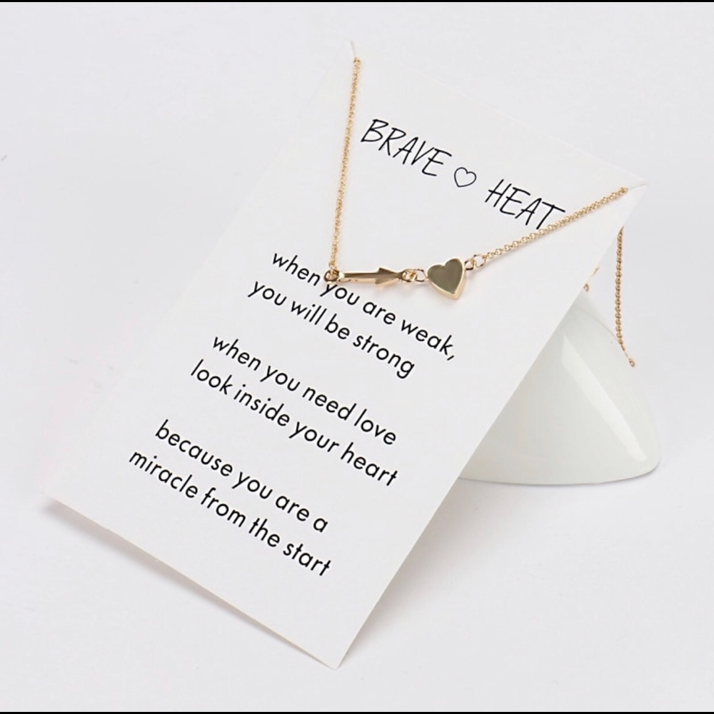 Brave heart statement necklace in gold or silver